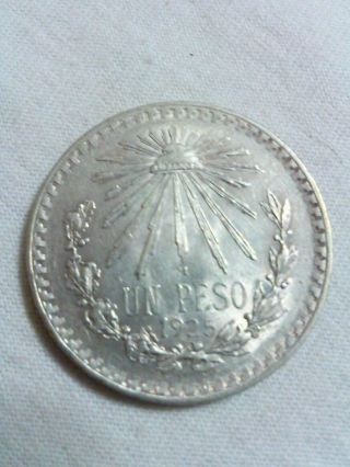 1925 Mexico Silver Un Peso.  Ef - 40.  Rare.  16.  5 Gm.  Lettered Edge. photo