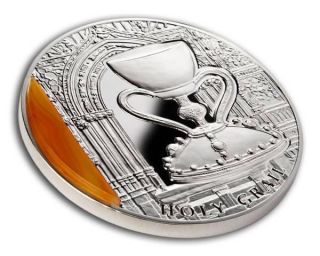 Niue Islands 2013 2$ Mysteries Of History Holy Grail 2oz Silver Coin With Agate photo