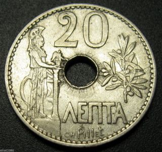 Greece 20 Lepta Coin 1912 Km 64 Athena (a1) photo