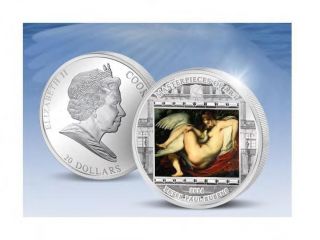 Cook Islands 2014 $20 Masterpieces Of Art Rubens Leda And Swan 3oz Silver Coin photo