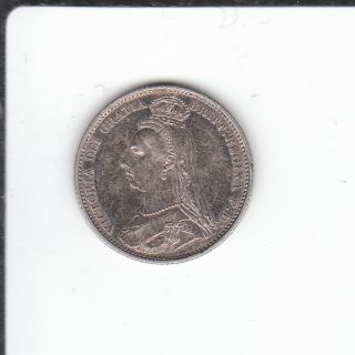 1887 Queen Victoria Silver Sixpence - Vf photo