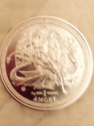2014 Silver Coin 1 Troy Ounce Oz Angel Isle Of Man Saint Michael.  999 Bu photo