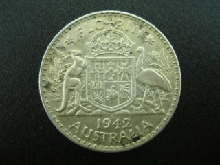 1942 Australia Silver Florin Coin photo
