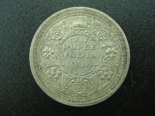 1944 India 1/2 Half Rupee Silver Coin photo