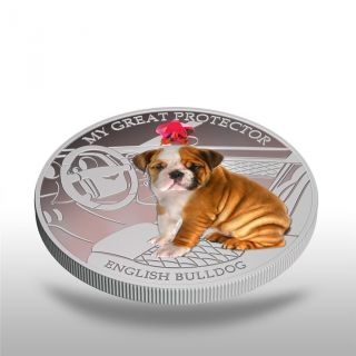 Fiji 2013 My Great Protector Ii English Bulldog Dogs & Cats 1 Oz Silver Coin photo