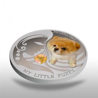Fiji 2013 My Little Puppy Ii Pomeranian Dogs & Cats Series 1oz Proof Silver Coin photo