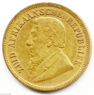 1895 South Africa President Kruger Single Shaft Gold Half Pond Coin photo