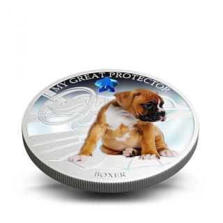 Fiji 2013 My Great Protector The Boxer Dogs & Cats 1 Oz Proof Silver Coin photo