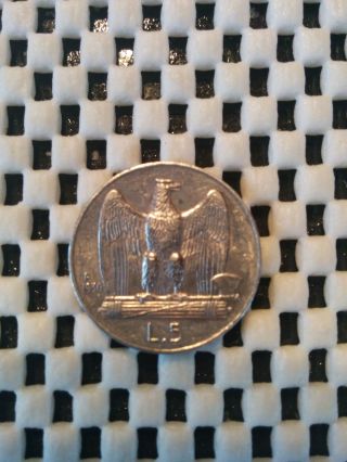 1930 R Italy 5 Lire Silver Coin photo
