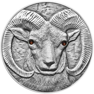 Mongolia 2013 500 Togrog Argali Ovis Ammon 1oz Silver Coin With Swarovski photo