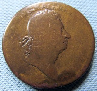 C.  1723 King George I British Us Colonial Rosa Americana Brass Two Penny Unknown photo