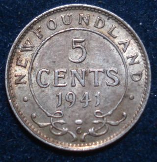 Newfoundland 1941 Silver 5 Cents Example photo
