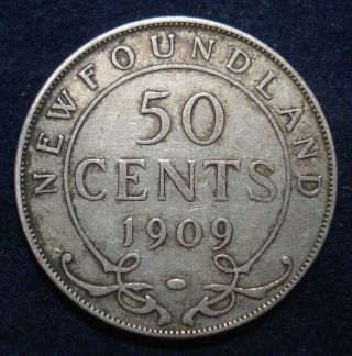 Canada Newfoundland 1909 Silver 50 Cents Collectable photo