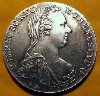 Austrian Marie Theresia Thaler Silver Coin.  Restrike Of 1780x.  Coin. photo