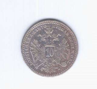 Austrian Empire - Franz Josef 1st – 10 Kreuzer 1870 – Silver Vf photo