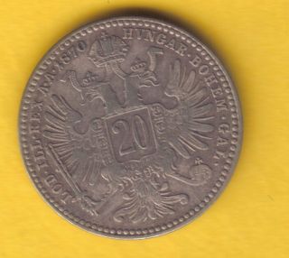 Austrian Empire - Franz Josef 1st – 20 Kreuzer 1870 – Silver Xf photo