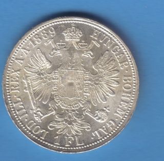 Austrian Empire - Franz Josef 1st – 1 Florin 1889 – Silver Xf,  /au photo