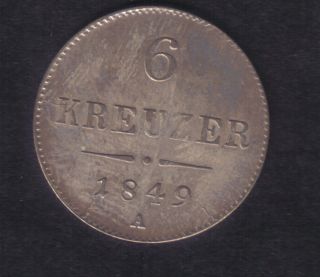 Austrian Empire – 6 Kreuzer 1849 – Revolution 1848 - 49 - Silver Xf photo