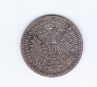 Austrian Empire - Franz Josef 1st – 10 Kreuzer 1868 – Silver Vf, photo