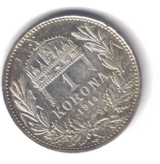 Hungary – Franz Josef 1st - 1 Corona 1914 – Silver – Au Toned photo
