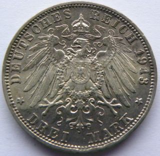 Germany,  3 Mark 1913d In Vf/xf - photo