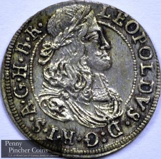 Austria Km 1245 1681 3 Kreuzer Rare High - Grade 17th Century Austrian Coinage photo
