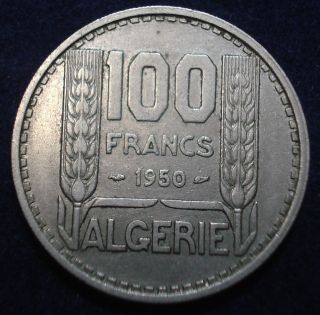 Algeria 1950 100 Francs French Colonial Coin photo