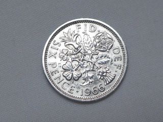 Great Britain Uk 1966 Six 6 Pence Coin Rose Thistle Leek Shamrock 3 photo