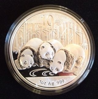 2013 Silver Panda Coin 10 Yuan,  1oz.  999 Fine Silver photo