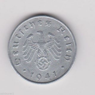 1941f Germany - 10 Reichspfennig - Km 101 Eagle On Top Of Swastika photo