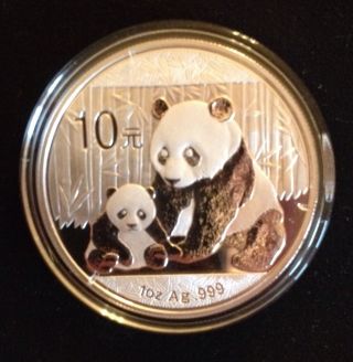 China 2012 Panda 10 Y 1oz.  999 Silver Bu Bullion Coin Low Mintage photo