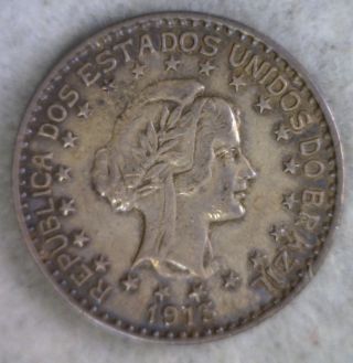 Brazil 1000 Reis 1913 Copper Coin (stock 0353) photo