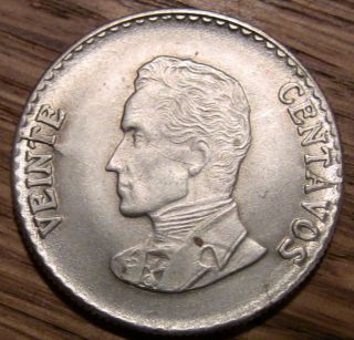 1953 - B Republica De Colombia Veinte 10 Centavos Simon Bolivar Silver Coin Wow photo