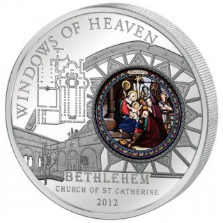 Windows Of Heaven Bethlehm Saint Catherine Silver Coin 10$ Cook Island 2012 photo