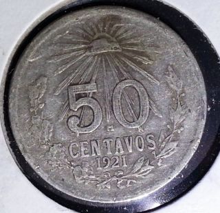 Mexico 50 Centavos,  1921 -.  720 Fine Silver photo