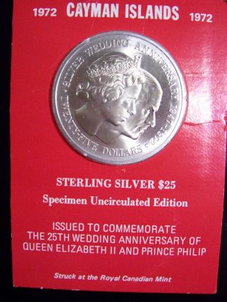 1972 Cayman Islands $25 Sterling Silver Commemorative (1 1/2 Troy Oz.  Of.  925) photo