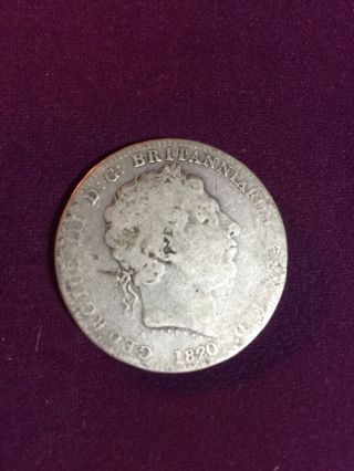 1820 1 Crown George Lx Uk/great Britian Coin.  925 Silver Circulated photo