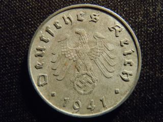 1941 - E - German - Ww2 - 10 - Reichspfennig - Germany - Nazi Coin - Swastika - World - Ab - 3059 - Cent photo