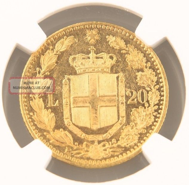 1882 - R Italian 20 Lire Gold Coin Au - 58 Ngc Umberto I Rome Italy