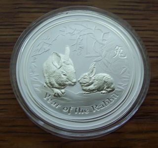 2011 - P Silver 1 Oz Australia Rabbit $1 Dollar Coin Lunar Series 2 Perth photo