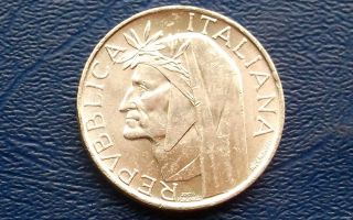 . 835 Silver 1965 Italy 500 Lire 700th Anni Birth Of Dante Bu Coin 258 photo