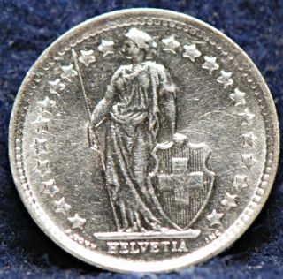 Switzerland,  1964 1/2 Franc,  Silver,  Uncirculated, photo