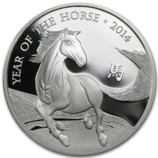 2014 British Lunar Horse Bu 1oz.  999 Silver Bullion Coin 1st Year Uk Low 005 photo