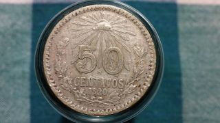 1920 50 Centavos Mexico Silver Coin Km 447 Circulated Uncertified Ungraded photo