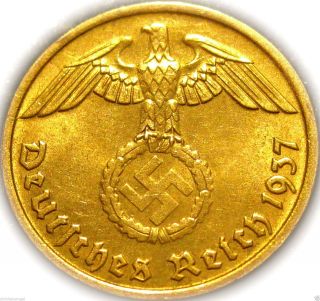 Germany - German 3rd Reich 1937d 2 Rp Coin W/ Swastika - Nazi Ww 2 - Rare Coin photo