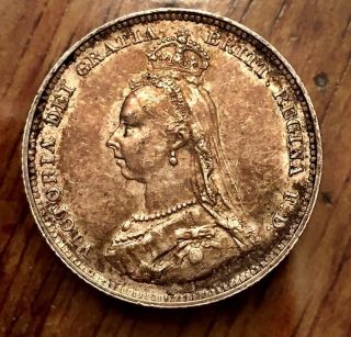 Circulated 1887 Queen Victoria Sterling Silver British Coin photo