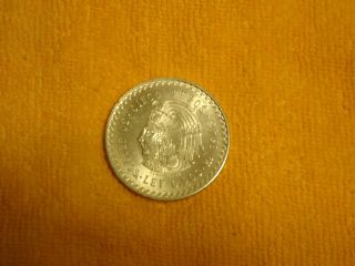 Mexico 1948 Cinco 5 Pesos 90 Silver Dollar Coin Mexican Aztec Cuauhtemoc photo
