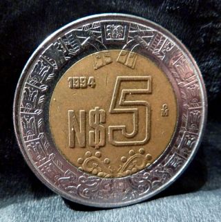 Mexico 5 Nuevos Pesos 1994 Mo - Bi - Metallic Km 552 - photo
