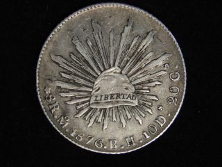 1876 Mexico M.  O Bh 8 Reales - Libertad - Details photo
