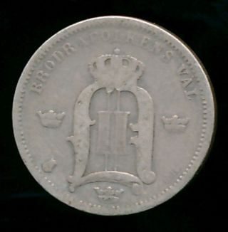 Sweden 1898 50 Ore.  0964 Ounces Of Silver photo